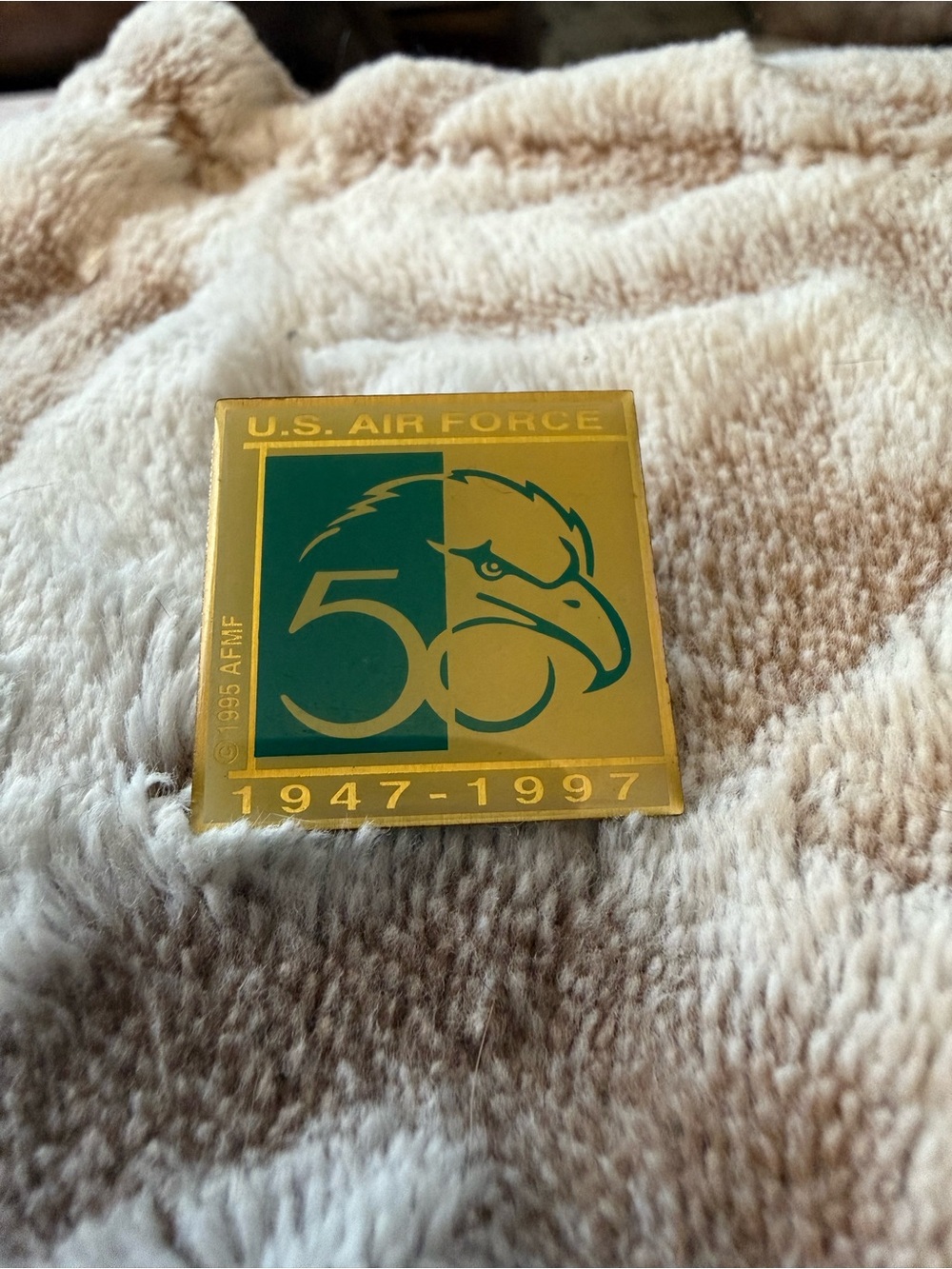 U.S. Air Force 50th Anniversary Commemorative Pin - Green & Gold